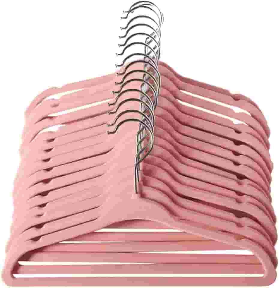 Kit 50 Cabide Infantil Veludo Antideslizante Ultra Fino Moderno (Rosa)