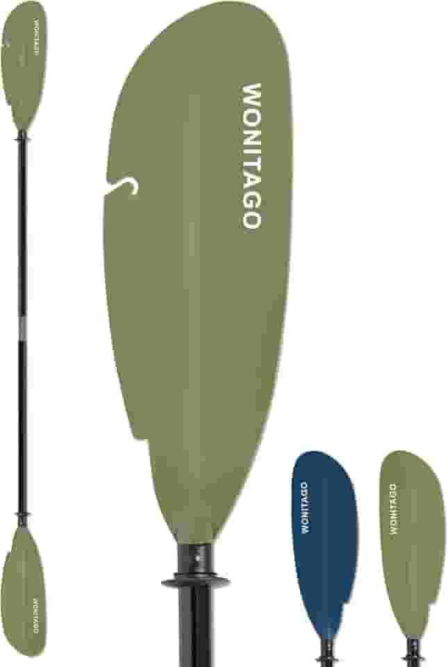 WONITAGO Remo de caiaque Angler com eixo de fibra de vidro e lâmina de plástico, remo flutuante ajustável para caiaque, 220-240 cm/86-94', 240-260 cm/94-102', 260-280 cm/102-110'