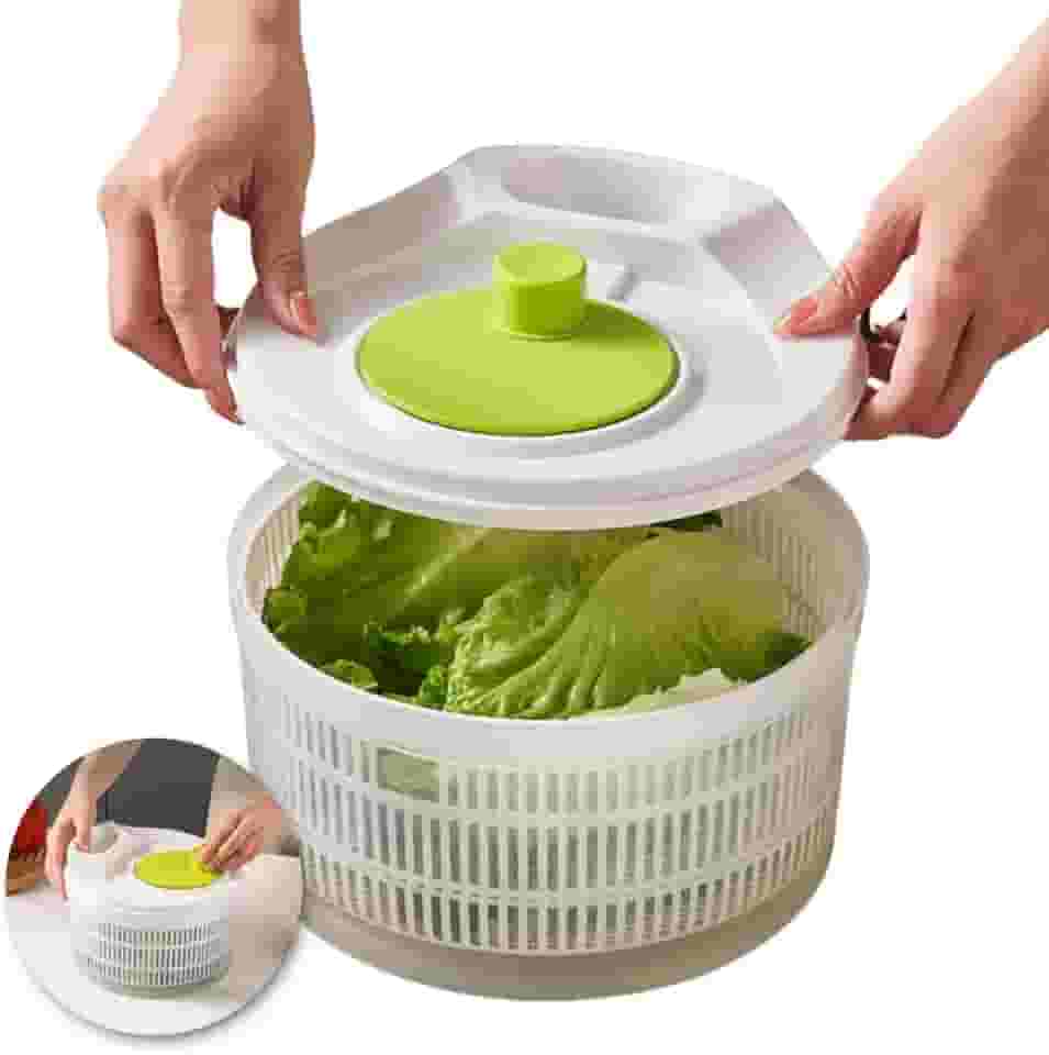 Centrifugador Manual de Salada com Escorredor Giratório – Secador de Folhas, Centrífuga de Salada 4L Secagem Rápida Sem Esforço Para Folhas e Hortaliças