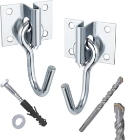 Kit Gancho para Rede de Descanso c/Parafusos, Buchas e Broca - Aço Galvanizado - Bagby