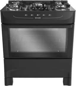 Fogão Mueller preto fosco 5 Bocas com mesa de vidro e acendimento Mfv5bb