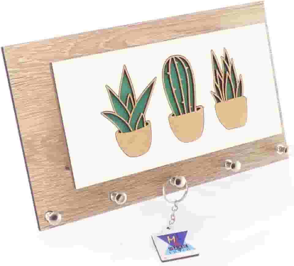 Porta Chaves e Cartas Cacto Madeirado Claro