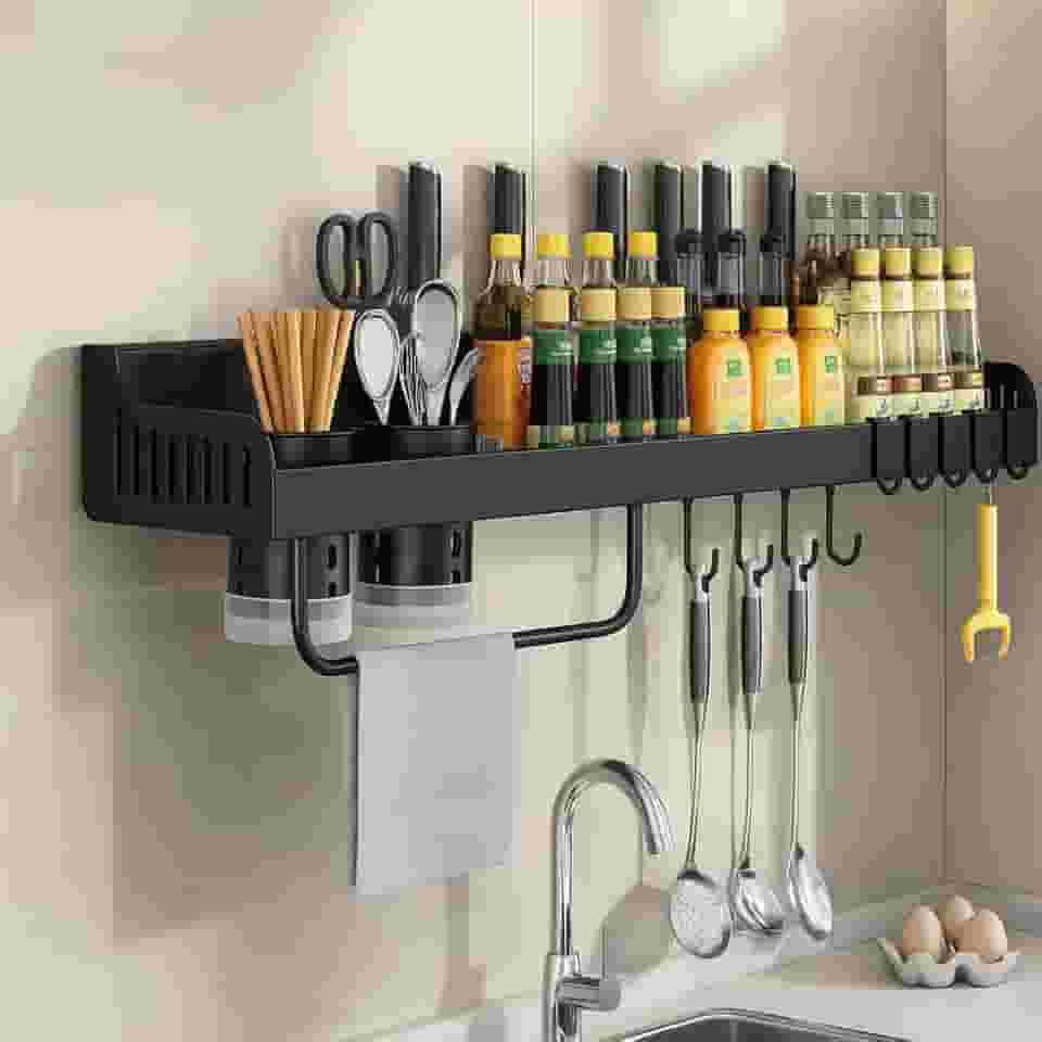 Organizador, Porta Temperos Parede, Prateleira para Cozinha, Suporte Utensílios de Cozinha, Suporta Talheres, Facas, Panos e Temperos