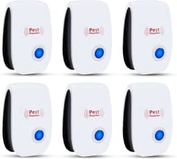 Repelente de pragas ultrassônico, pacote com 6, repelente eletrônico de controle de pragas, repelente de roedores para mosquitos, ratos, baratas, ratos, insetos, aranha, formiga, moscas