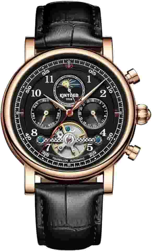 Relógio mecânico automático masculino turbilhão calendário perpétuo esqueleto negócios relógios de pulso