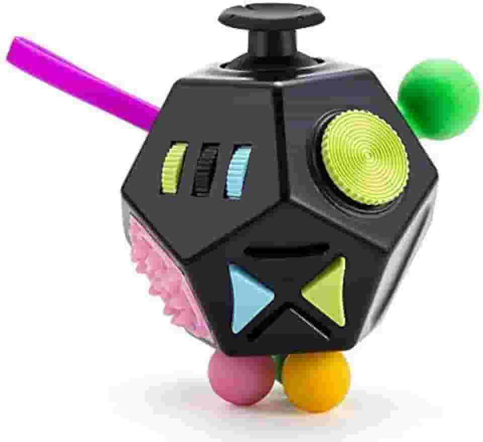 Brinquedos De Cubo De 12 Lados, Brinquedos De Inquietação Aliviam O Estresse E A Ansiedade Para Crianças, Adolescentes E Adultos Com Dda, Toc, Tdah, Autismo (Preto / B2)