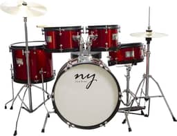 Bateria Acústica Infantil Junior 2T Vermelha com Banco New York