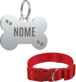 Coleira Personalizada Com Nome E Telefone A Lase (M, Vermelha)