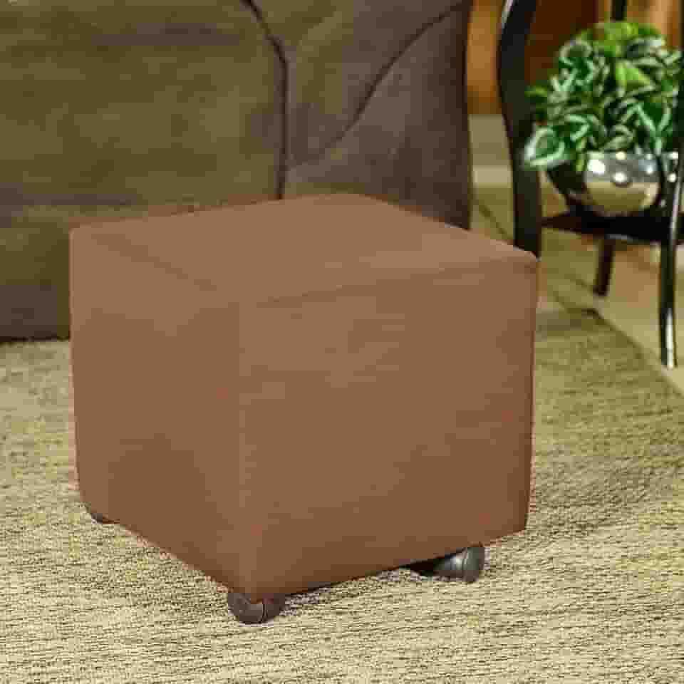 Capa De Puff Quadrado Plus Premium Elastex Marrom