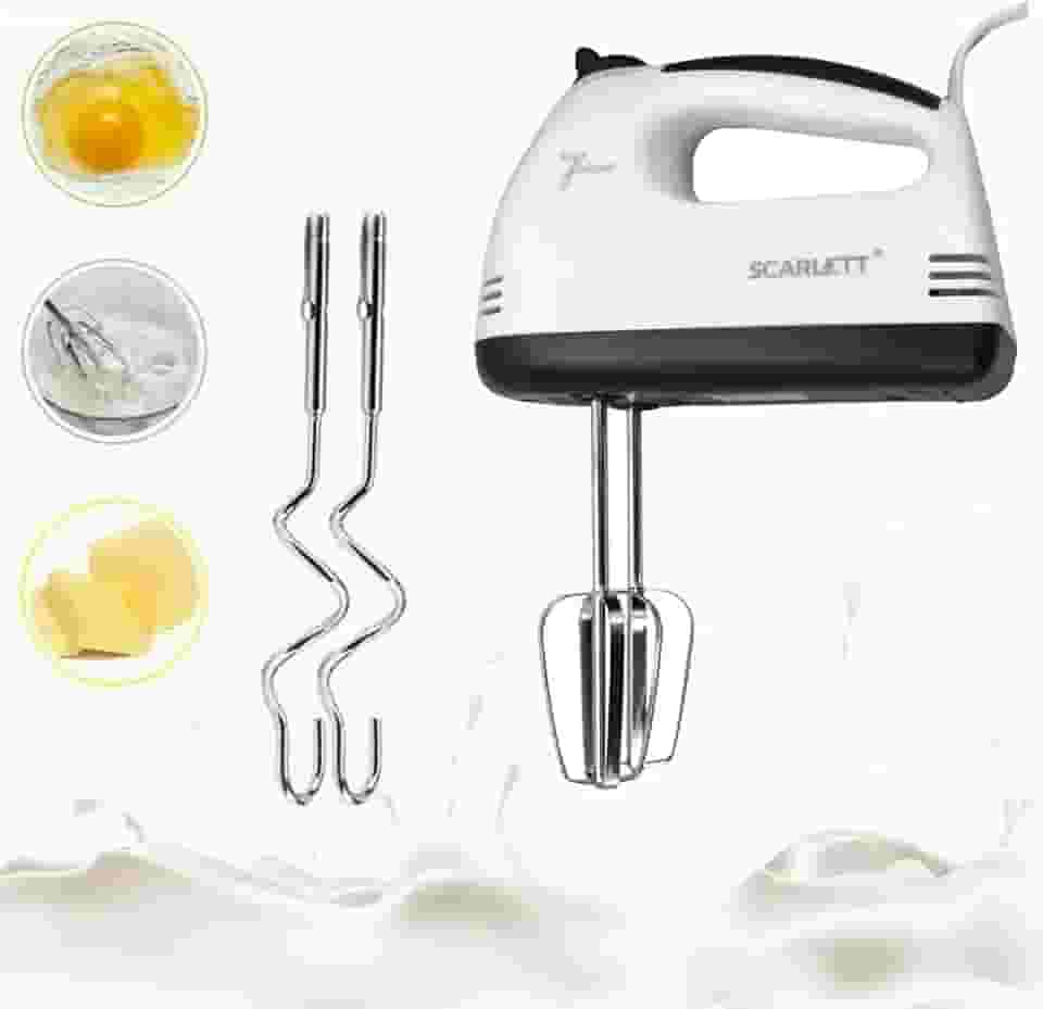 Mini Batedeira Elétrica 110V 260W com 7 Velocidades | Batedores de Aço Inox para Massas, Bolos e Claras – Portátil, Compacta e Potente