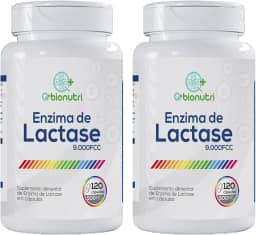 Kit 2x Enzima Lactase 9000 FCC Bionutri – 120 Cápsulas Cada | Suplemento para Intolerância à Lactose | Auxilia na Digestão de Laticínios