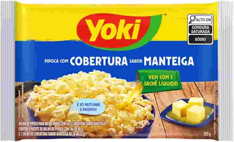 Pipoca para Micro-Ondas com Sal Cobertura Manteiga Yoki Pacote 105g