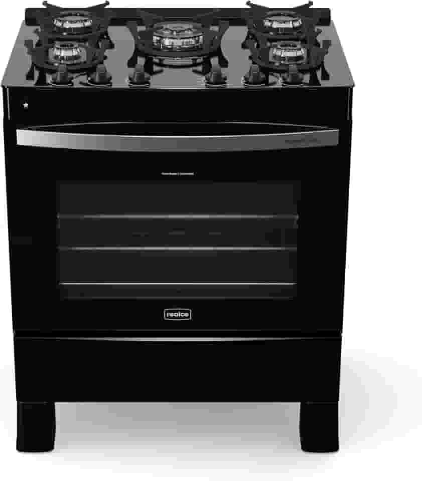 FOGAO A GAS REALCE PREMIUM GLASS 5Q PRETO