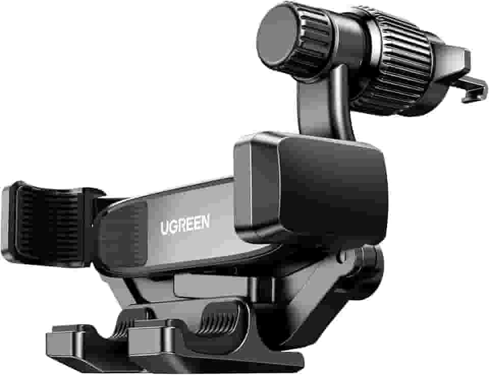 UGREEN Suporte Veicular de Saída de Ar, Clipe Que Nunca Bloqueia a Saída de Ar, Compatível com iPhone 16/15/14/13/12 Pro Max Mini Plus, iPhone 11 SE/XS/XR/8/7/6/6S Smartphone, Preto