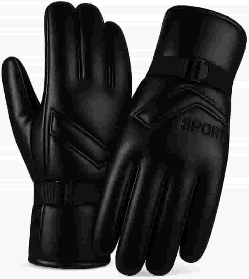 Luva De Couro Térmica Forrada Antiderrapante Motoqueiro Impermeável Ajustável Motociclista