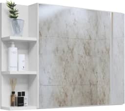 Genérico Espelheira Suspensa Banheiro Prateleira Closet (Branco) 45 cm x 60 cm x 13,8 cm