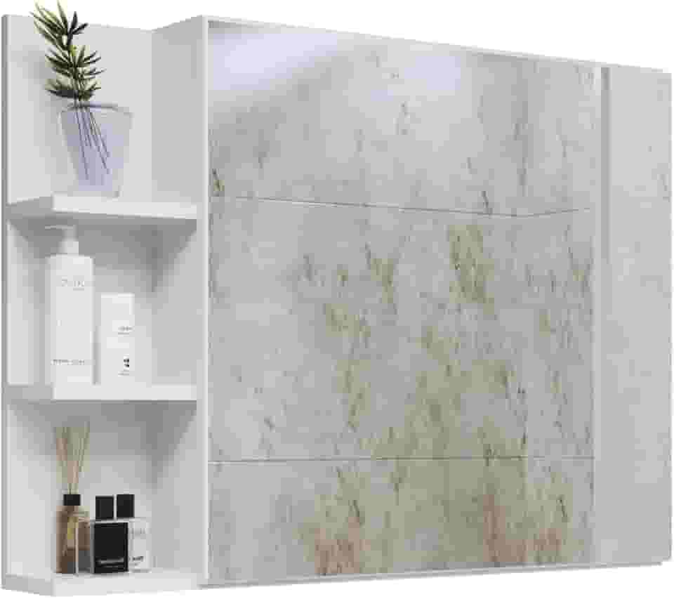 Genérico Espelheira Suspensa Banheiro Prateleira Closet (Branco) 45 cm x 60 cm x 13,8 cm