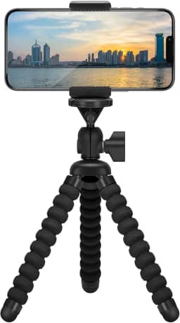 Mini tripé flexível para celular, suporte ajustável para celular Zton, suporte universal de polvo para iPhone, Samsung, câmera (P-preta)