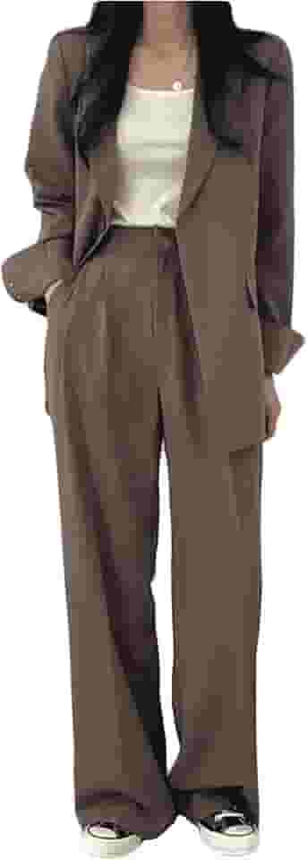 Terno Calças Terno Jaqueta Feminina Slim Casual, Camelo, XXG