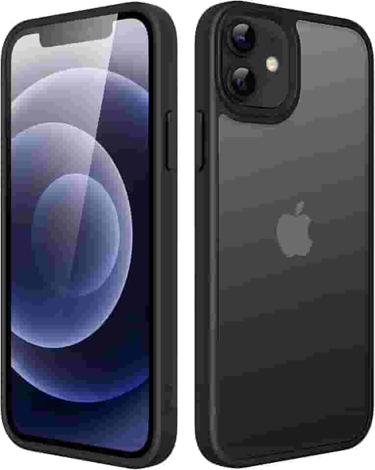 JETech Capa Fosca para iPhone 12/12 Pro 6,1 Polegadas, Case Proteção Contra Quedas à Prova de Choque, Capinha Traseira Translúcida Fosca para Telefone, Anti-Impressão Digital (Preto)