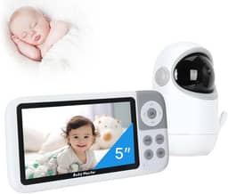 Babá Eletrônica com Monitor 5" HD, Baba Eletrônica sem Wi-Fi, Câmera com Visão Noturna e Áudio Bidirecional, Monitoramento com Zoom Digital, Ideal para Baby Monitor e Cuidados Infantis