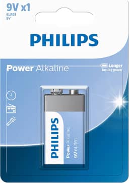Bateria Power Alkaline da Philips 9V com 1 unidade - 6LR61P1B/59