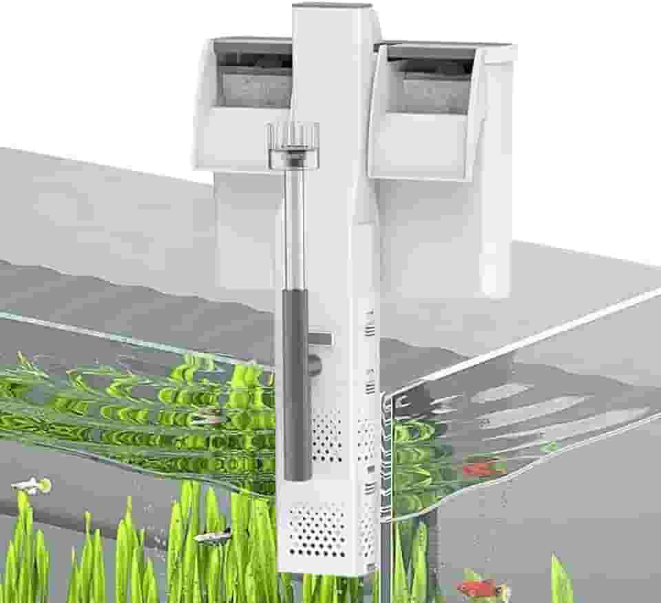 Filtro Suspenso para Aquário -500L/h Início Automático do Filtro para Aquário Suspenso, 5W Fluxo Ajustável, Sistema de Filtro para Desodorização e Descontaminação (110V)