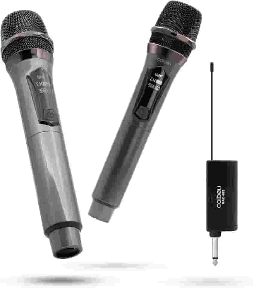 Kit com 2 Microfones Sem Fio UHF Profissional Recaregavel – Microfone de mão Para Festas, Shows, Eventos, Igrejas, Apresentações e Diversão em Família,MAC002