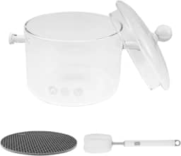 Panela de cozimento de 1300/1900 ml com tampa, panela de vidro antiaderente, resistente ao calor, conjunto de panelas para cozinhar macarrão e sopa de leite (cor transparente, 1300 ml)