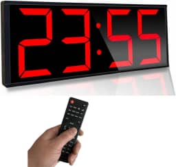 Relógio de parede digital enorme de 43 cm, cronômetro de treino intervalado para academia, com contagem regressiva de segundos, cronômetro, 8 alarmes, luz noturna de 7 cores para