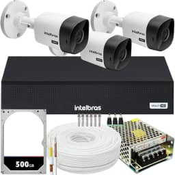 Kit Intelbras 3 Câmeras Vhc 1120 Hd 1mp 20m Dvr De 4 Canais