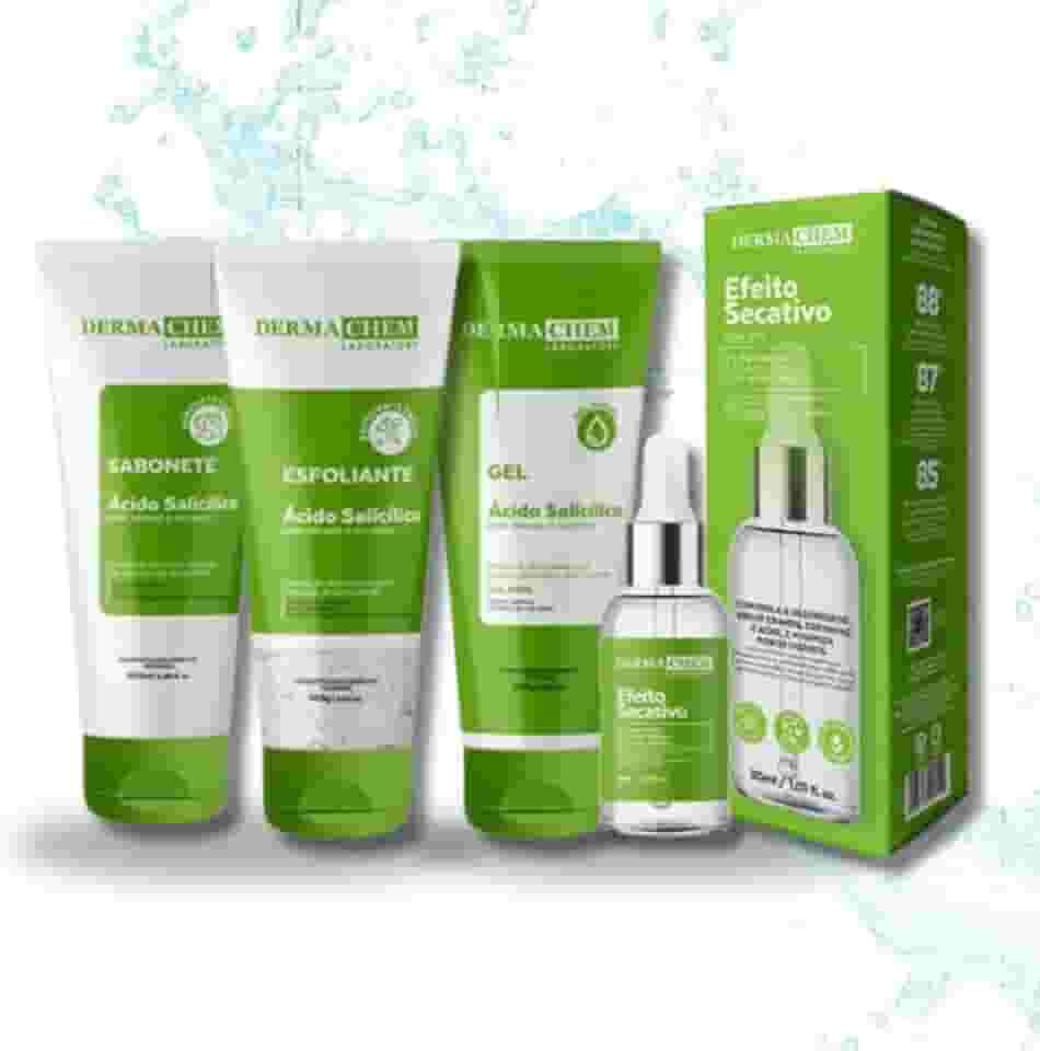Kit Skincare Acido Salicilico Pele Oleosa + Sérum Secativo - 4 Itens 87% de EFICÁCIA COMPROVADA