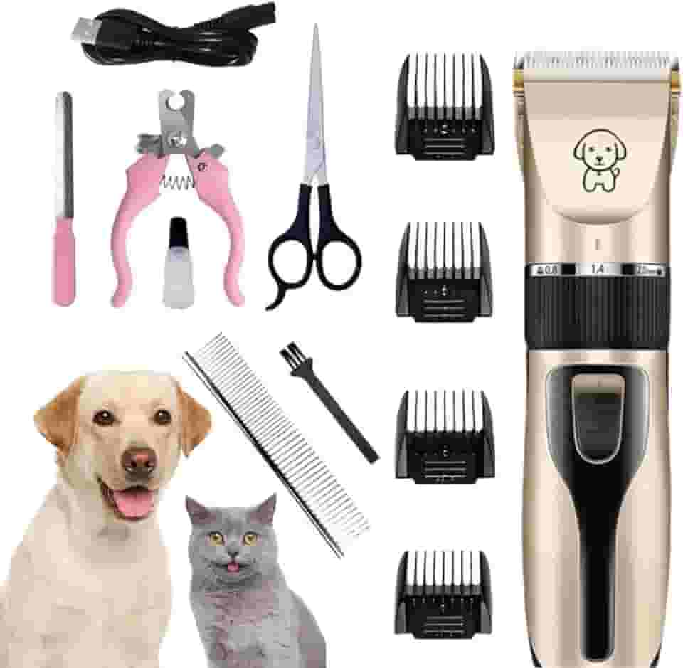 Máquina de Tosar Pet Profissional Kit Maquininha de Tosa Silenciosa Aparador Recarregável Para Cães Gatos com Acessórios Tosador Cachorro Bivolt 110/220