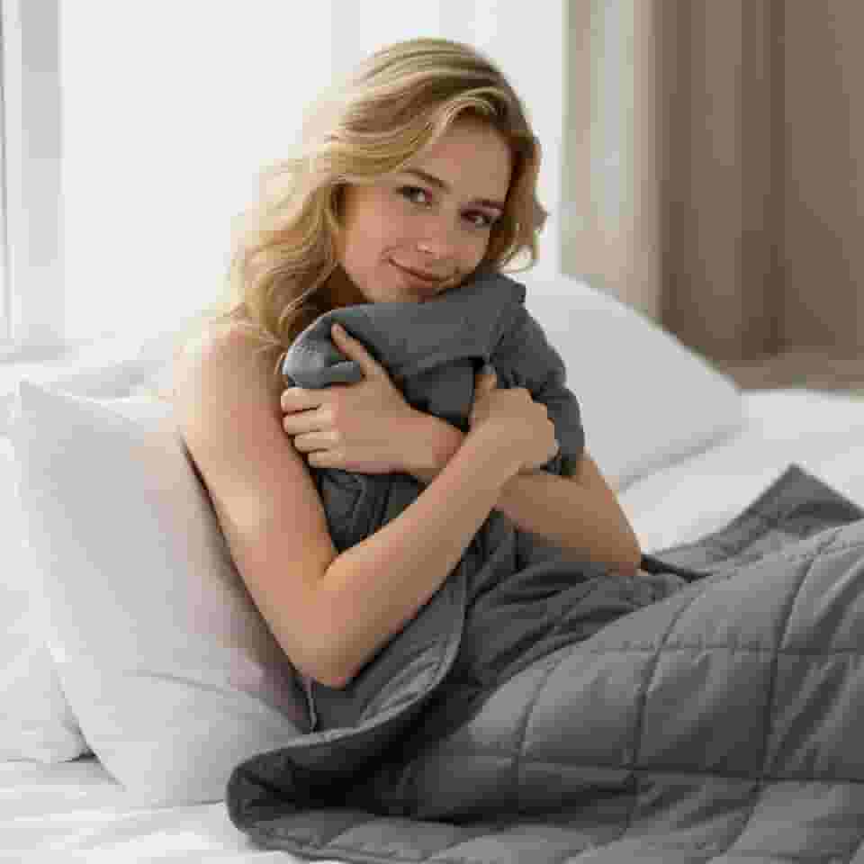 Cobertor pesado para adultos (11 kg, 198 x 215 cm), cobertor pesado tamanho Queen, algodão respirável com contas de vidro natural, lavável na máquina