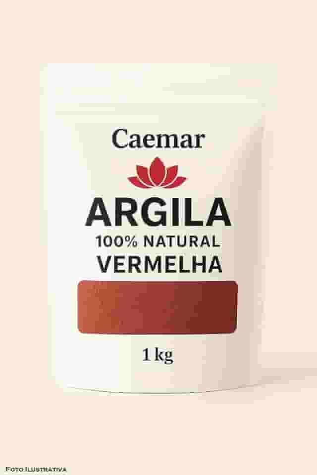 Argila 100% Natural - Branca, Cinza, Verde, Rosa, Amarela ou Vermelha - 1 kg Cor:Vermelha