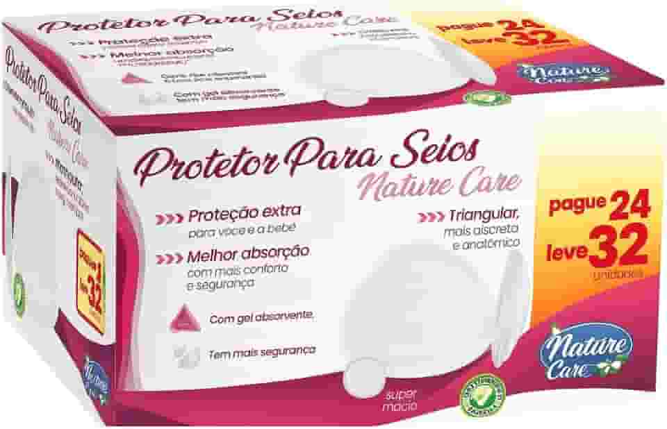 Protetor para Seios Absorvente Nature Care Confortável e Anatômico Caixa com 32 Unidades