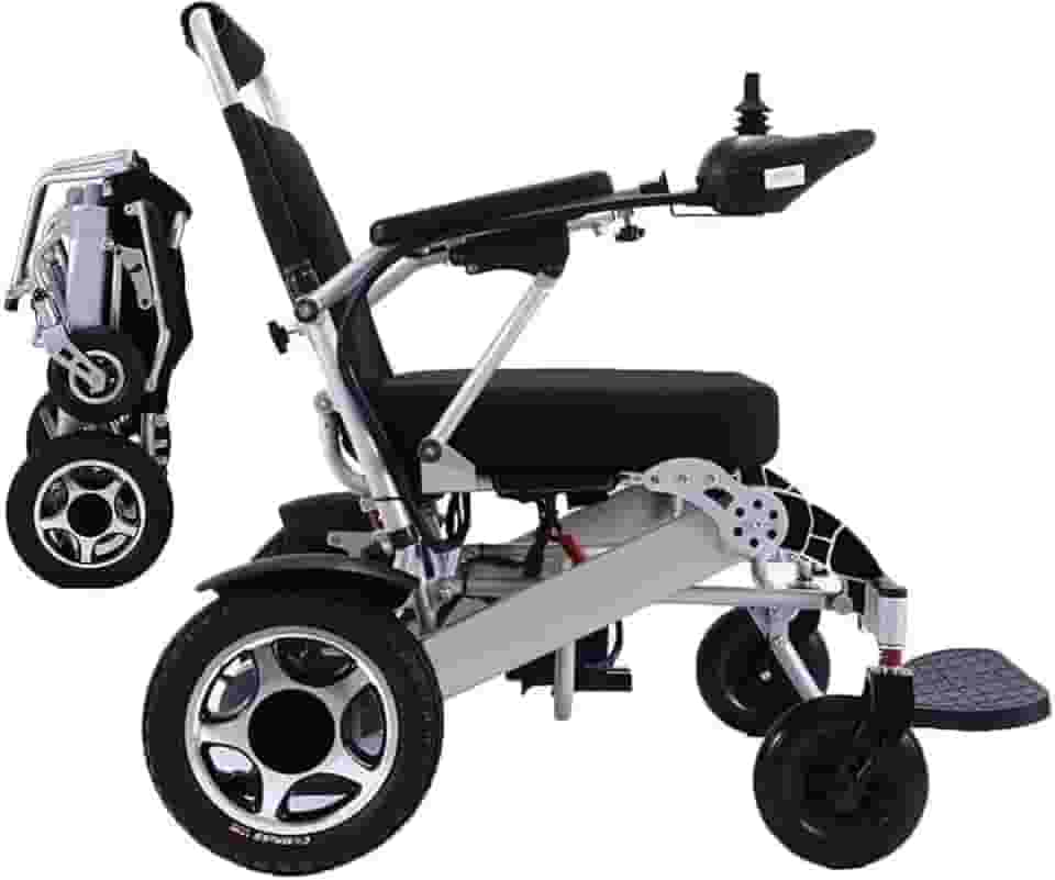 Cadeira de rodas elétrica, dobrável, leve, deluxe, auxílio à mobilidade elétrica, motor duplo de 250w, bateria dupla, cadeira de rodas elétrica portátil