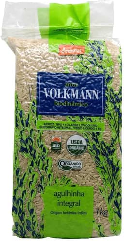 Arroz Agulhinha Integral Orgânico Biodinâmico Volkmann 1kg