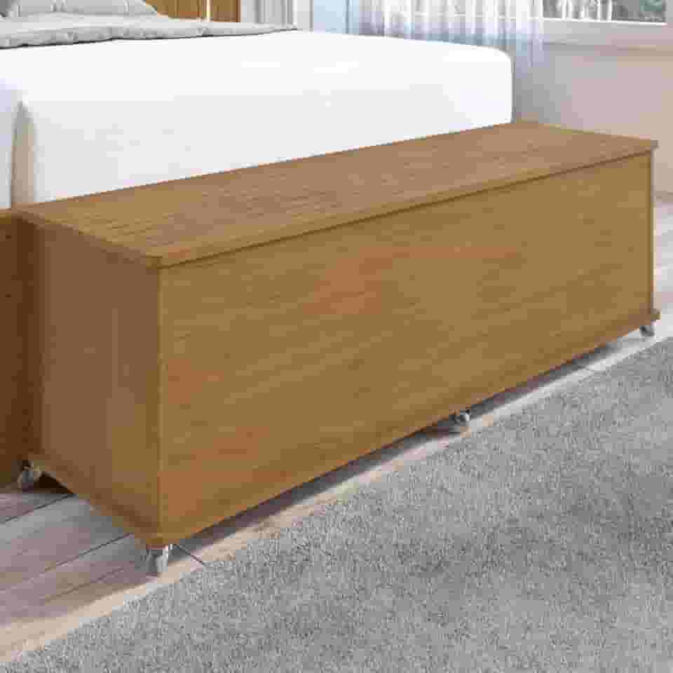 Baú Banco Mdf/mdp com Rodízios Luca Cedro