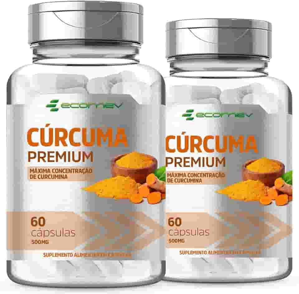 2 Potes Curcuma Longa 100% Curcumina Pura 500Mg 120 Cápsulas Ecomev