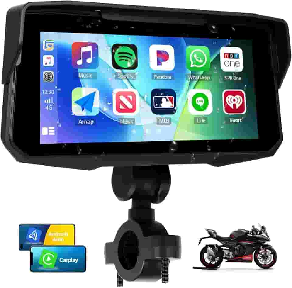 Sistema de navegação GPS para motocicleta, tela de 6,8 polegadas, reprodutor inteligente portátil, suporta Android Auto IP68 à prova d'água