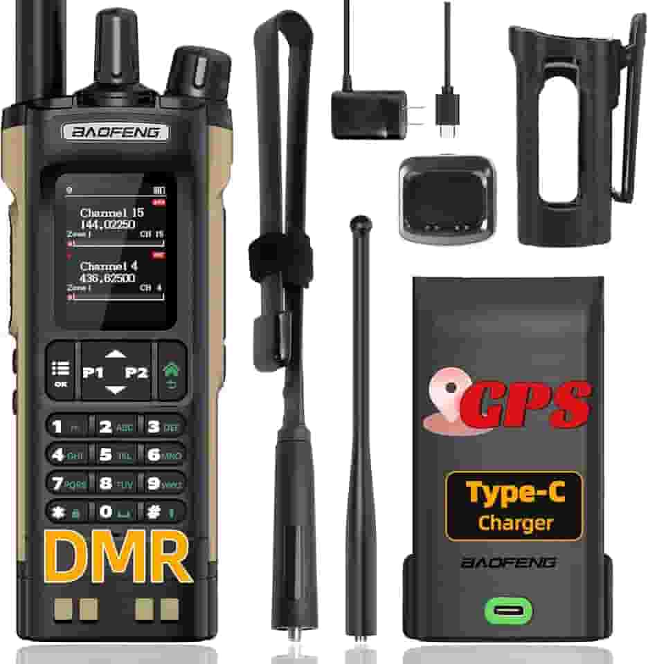 Rádio amador Baofeng DM32 DMR 10W portátil recarregável Walkie Talkies rádio bidirecional DM32UV de longo alcance Rádio meteorológico NOAA com GPS, frequência de cópia, 2500 mAh, carregamento USB-C