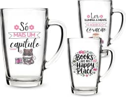 1 Caneca Estampa Literária 300ml Vidro Temática Só Mais Um Capitulo Para Presente Quem Ama Ler Books (CAPITULO)