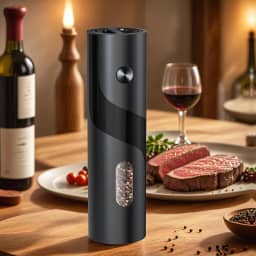 Moedor elétrico de sal e pimenta, moedor de especiarias, moedor de pimenta automático com uma mão, grossura ajustável, moedor de 110 ml