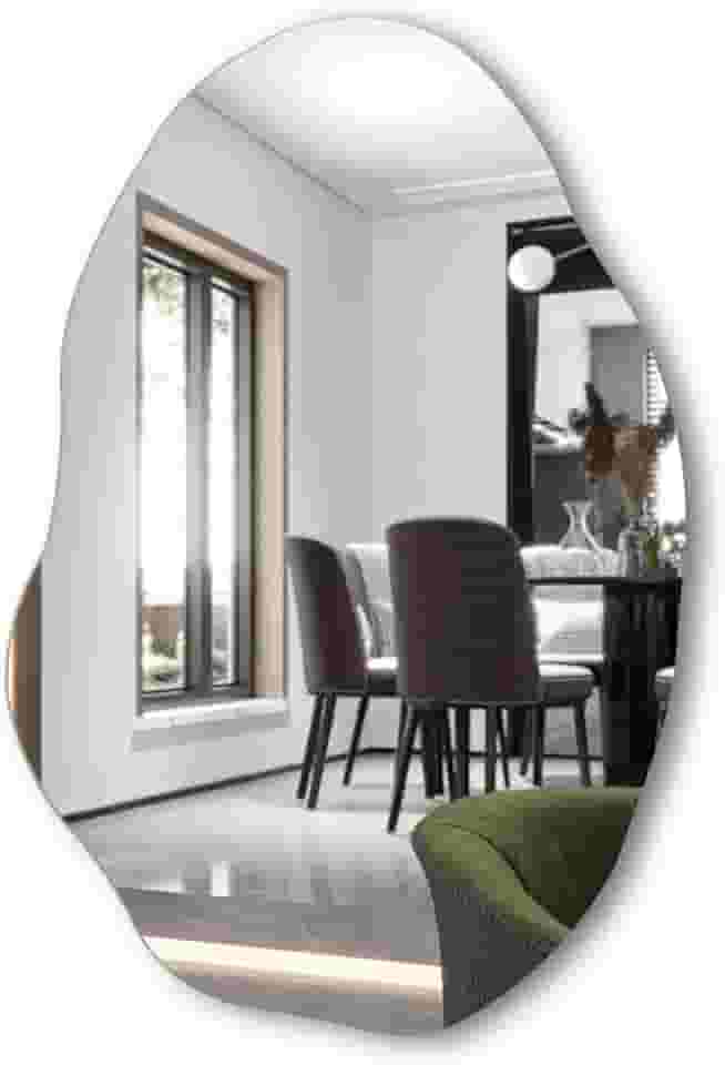 Espelho Decorativo Orgânico Lapidado 90x60 Moderno - com suporte para fixação