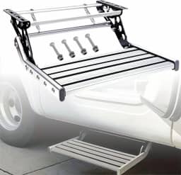 Pedais manuais para trailers com luz de LED – Escada suspensa dobrável telescópica para trailer, trailer, motorhome, liga de alumínio, capacidade de carga de 199 kg, conjunto de 1 (escada única)