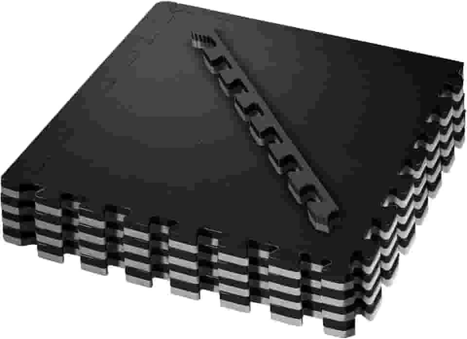 Tatame EVA 1x1m 20mm Preto e Cinza Academia, Crossfit, Artes Marciais, Ginástica e Exercícios em Casa – Piso emborrachado antiderrapante, encaixe perfeito e resistente
