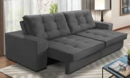 Sofá Retrátil e Reclinável 2 lugares 1,50m com Molas Marcela Suede Cinza Adonai Estofados