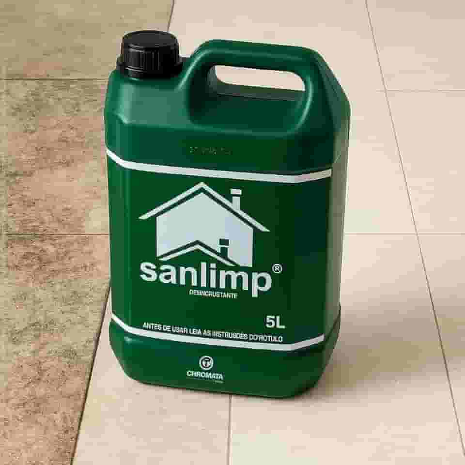 Sanlimp Ácido Muriático Concentrado 5 L Desincrustante Pós-Obra para Pisos, Pedras e Superfícies Rígidas, Alta Eficiência na Remoção de Cimento, Rejunte e Resíduos Pesados
