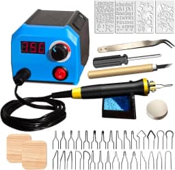 Kit de queima de madeira, ferramenta de queima de madeira, kit de queimador de madeira de temperatura ajustável digitalmente, kit de ferramentas de queimador de madeira profissional para adultos,